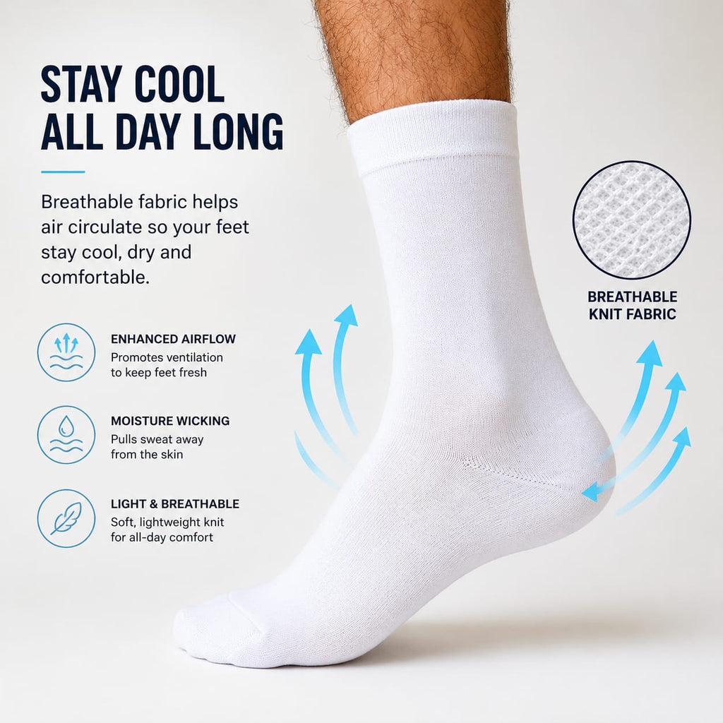 KAJALO Premium Crew Socks – 10 Pairs, Soft Combed Cotton, Breathable Athletic Socks for Men & Women, Everyday Comfort