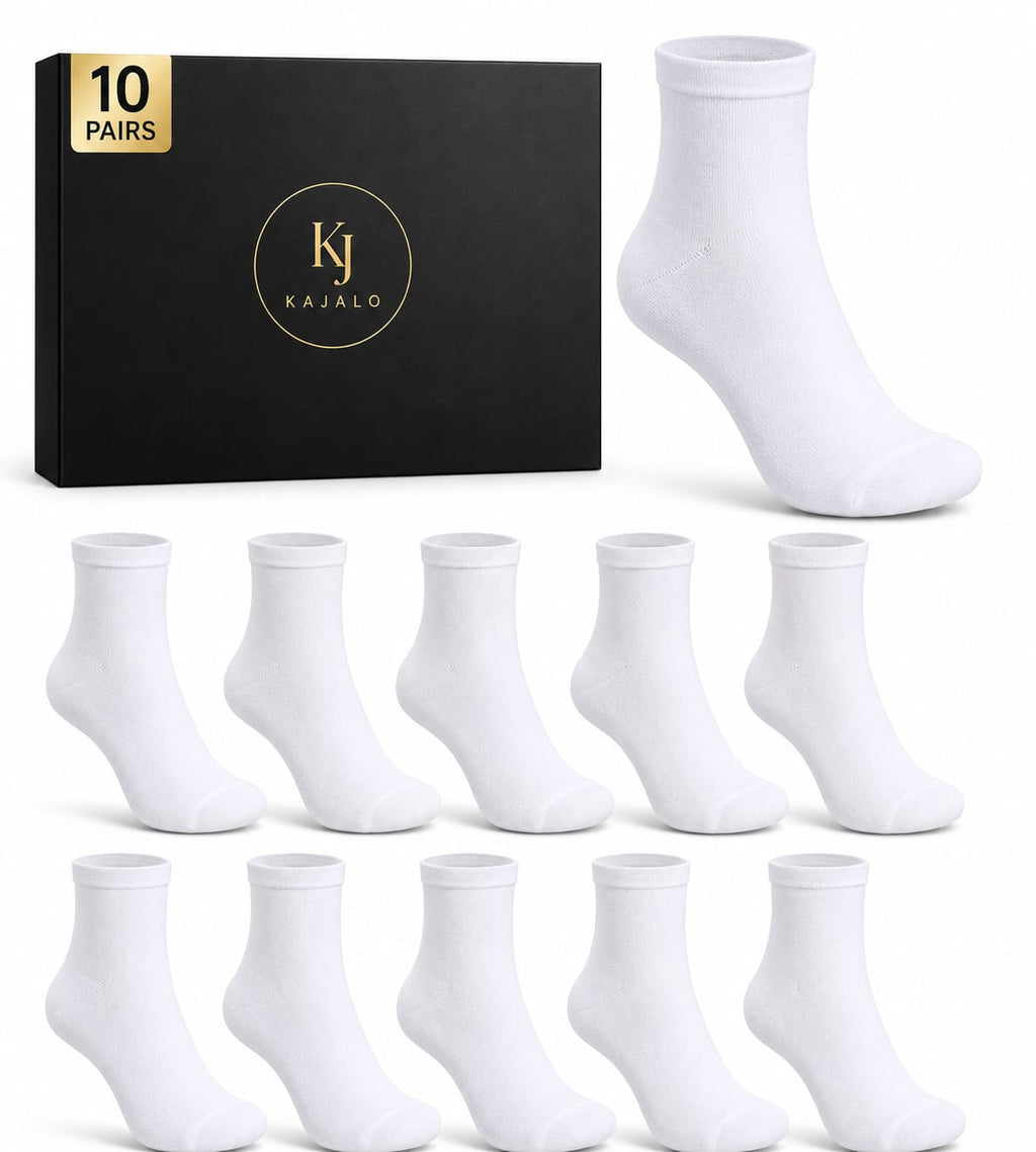 KAJALO Premium Crew Socks – 10 Pairs, Soft Combed Cotton, Breathable Athletic Socks for Men & Women, Everyday Comfort